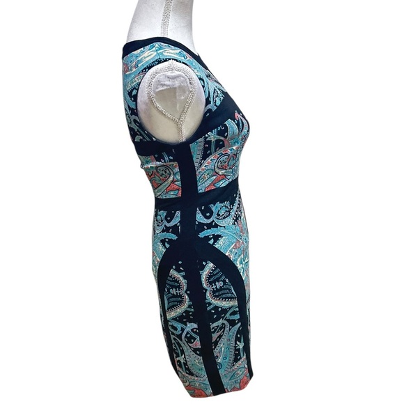 BCBGMaxAzria Tahiti Black, Blue, pink lined sleeveless Paisley sheath Dress sz 2 - Picture 7 of 10